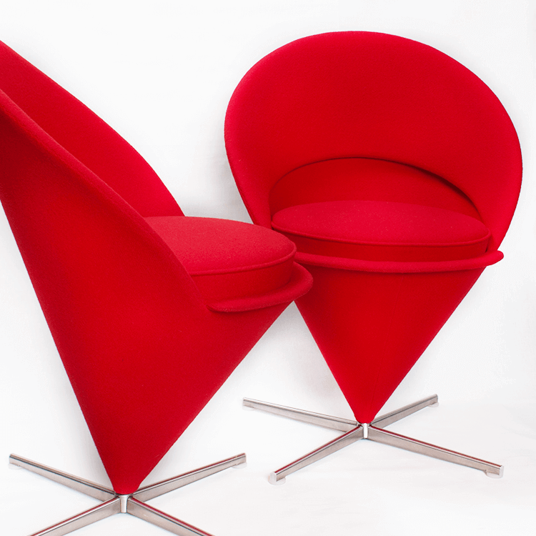 Vitra Cone Chair restored in red farbic
